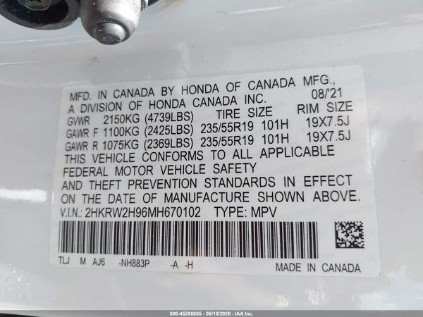 2021 HONDA CR-V AWD TOURING