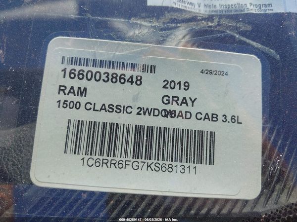 2019 RAM 1500 CLASSIC TRADESMAN  4X2 6'4 BOX