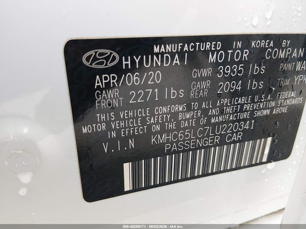 2020 HYUNDAI IONIQ HYBRID BLUE