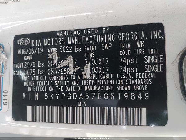 2020 KIA SORENTO 3.3L LX