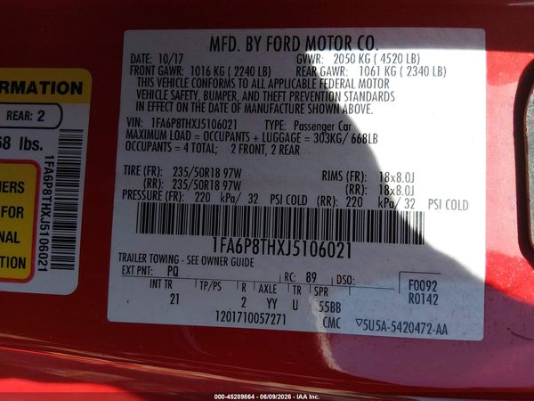 2018 FORD MUSTANG ECOBOOST