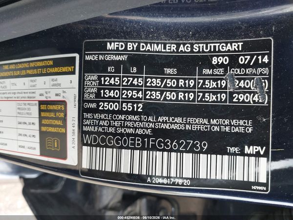 2015 MERCEDES-BENZ GLK 250 BLUETEC 4MATIC