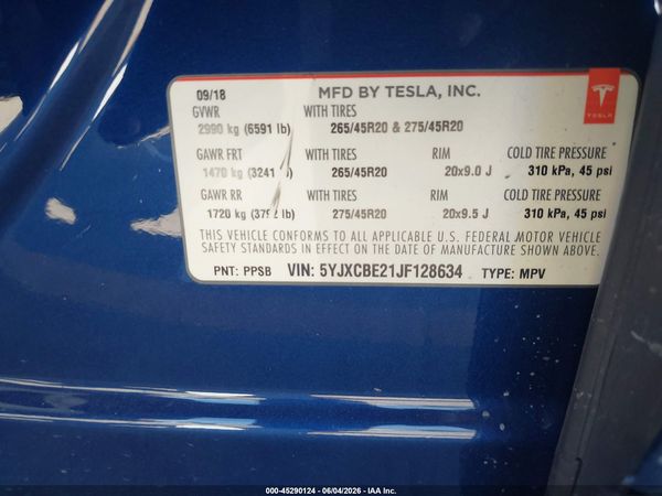 2018 TESLA MODEL X 100D/75D/P100D