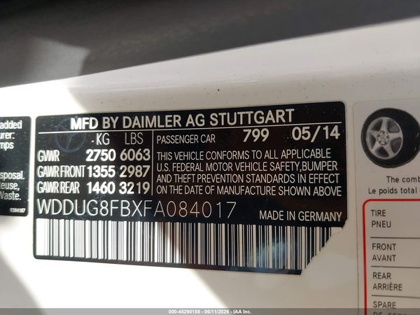 2015 MERCEDES-BENZ S 550 4MATIC