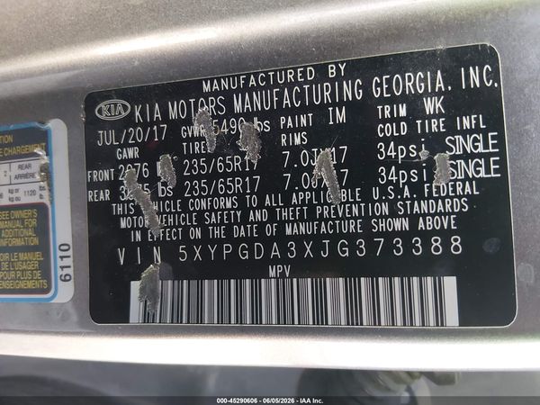 2018 KIA SORENTO 2.4L LX