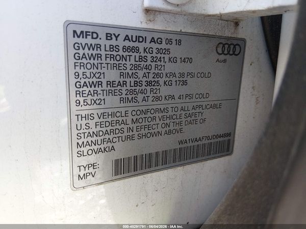 2018 AUDI Q7 3.0T PREMIUM