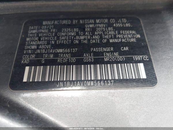 2021 NISSAN ROGUE SPORT S FWD XTRONIC CVT