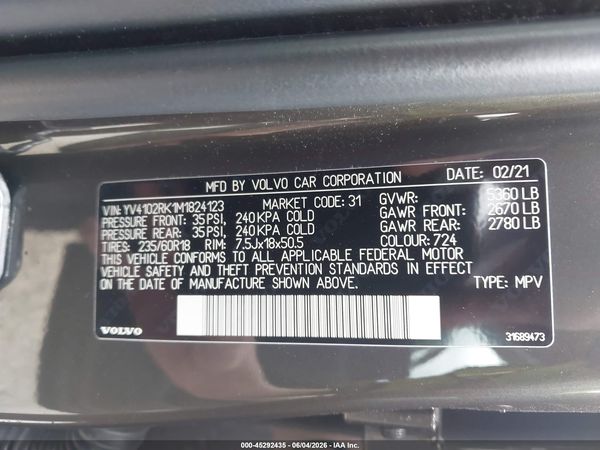 2021 VOLVO XC60 T5 MOMENTUM