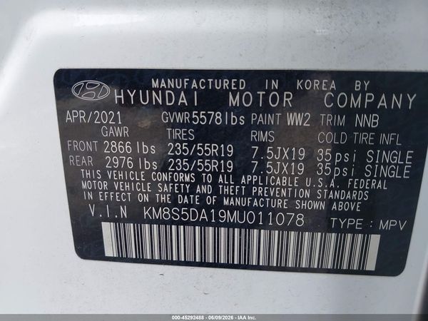 2021 HYUNDAI SANTA FE HYBRID LIMITED
