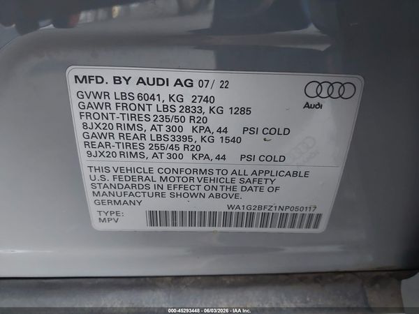 2022 AUDI Q4 E-TRON PREMIUM 50 QUATTRO