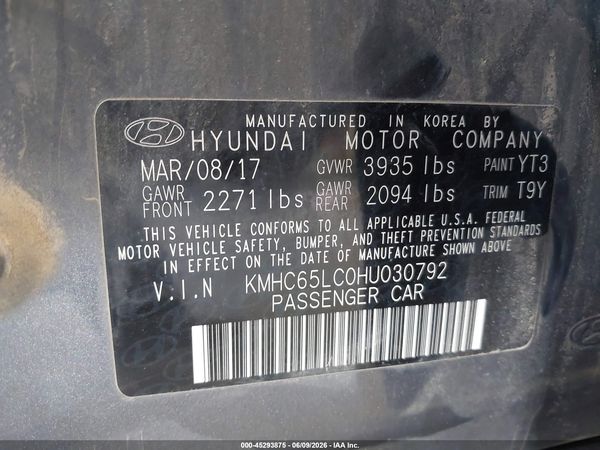 2017 HYUNDAI IONIQ HYBRID BLUE