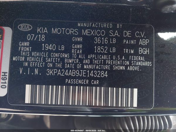 2018 KIA RIO S