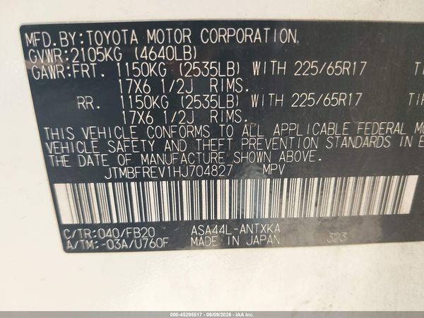 2017 TOYOTA RAV4 LE