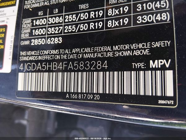 2015 MERCEDES-BENZ ML 350 4MATIC