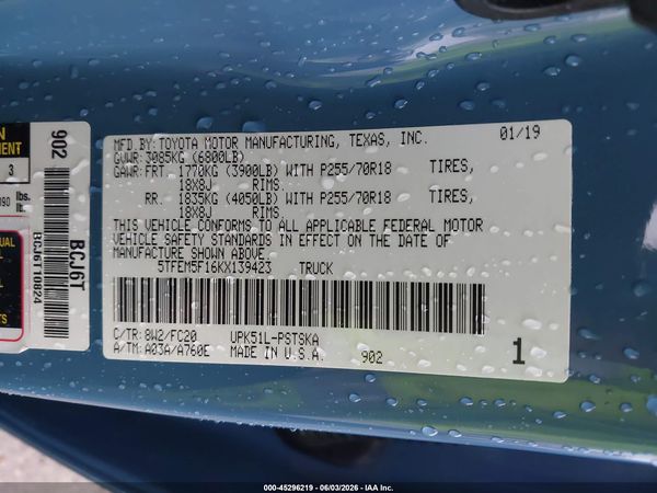 2019 TOYOTA TUNDRA SR5 4.6L V8