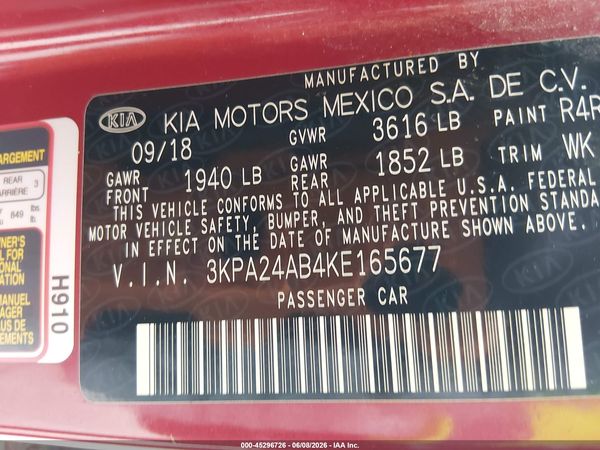 2019 KIA RIO S