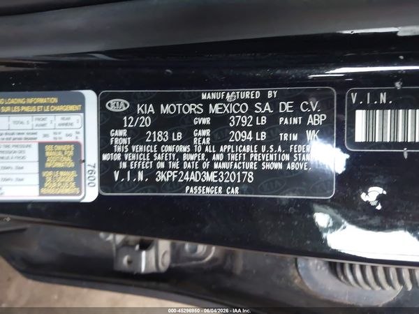 2021 KIA FORTE FE