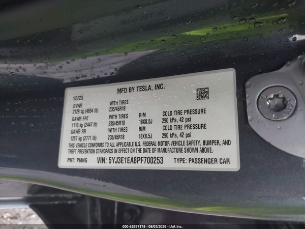 2023 TESLA MODEL 3 REAR-WHEEL DRIVE