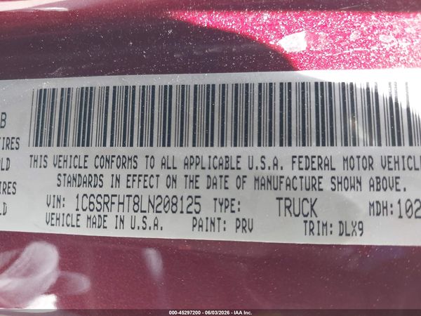 2020 RAM 1500 LIMITED  4X4 5'7 BOX