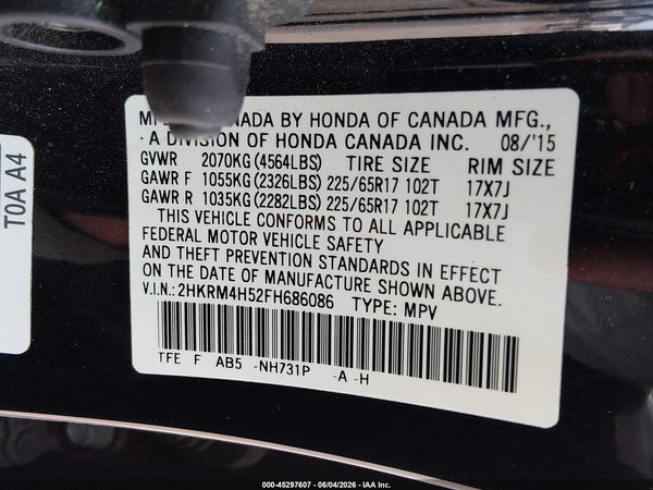 2015 HONDA CR-V EX