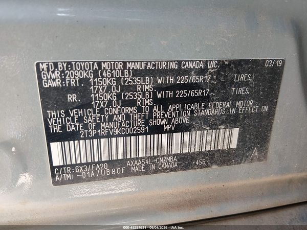 2019 TOYOTA RAV4 XLE