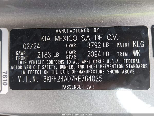 2024 KIA FORTE LXS