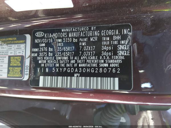 2017 KIA SORENTO 2.4L LX
