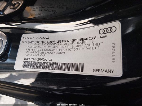 2017 AUDI A5 CABRIOLET SPORT