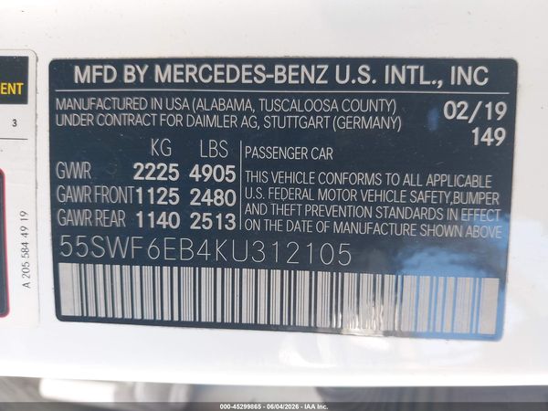 2019 MERCEDES-BENZ AMG C 43 4MATIC