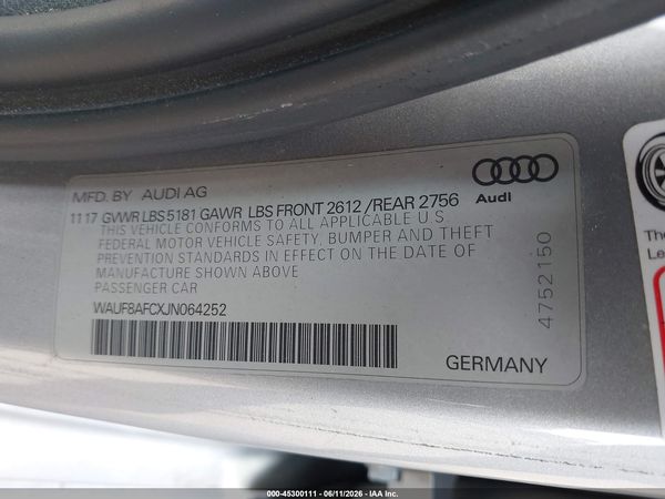 2018 AUDI A6 2.0T PREMIUM/2.0T SPORT