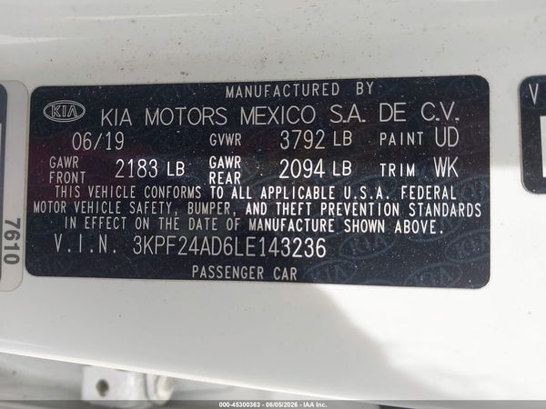2020 KIA FORTE LXS