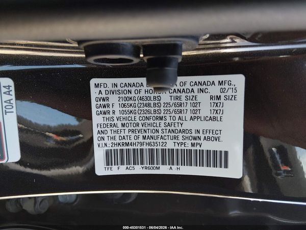 2015 HONDA CR-V EX-L