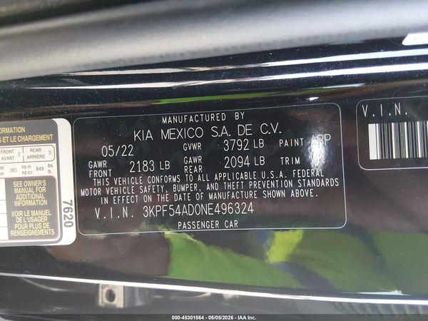 2022 KIA FORTE GT-LINE
