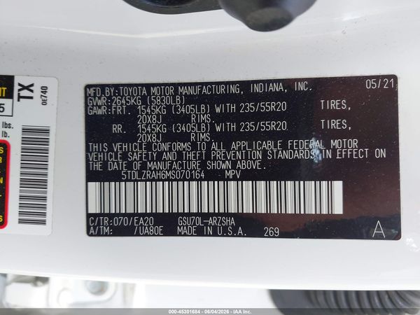 2021 TOYOTA HIGHLANDER XSE