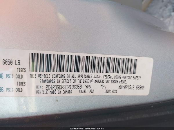 2012 DODGE GRAND CARAVAN SXT — I9
