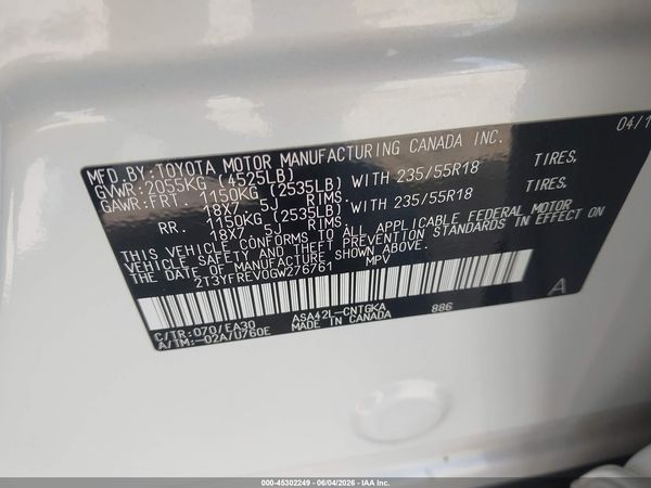 2016 TOYOTA RAV4 LIMITED