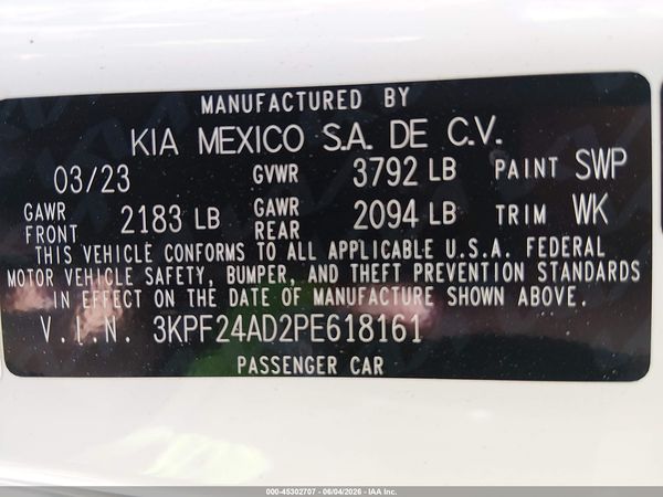 2023 KIA FORTE LXS