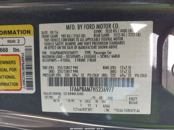 2017 FORD MUSTANG V6