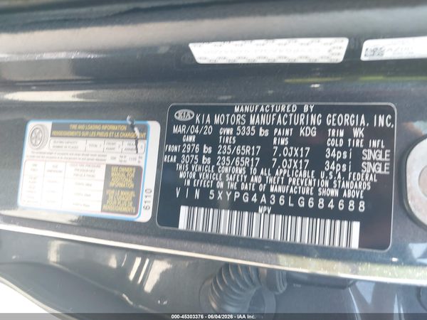 2020 KIA SORENTO 2.4L LX