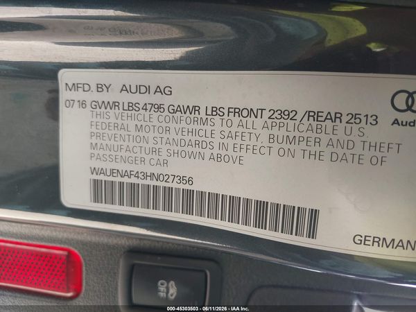 2017 AUDI A4 2.0T PREMIUM