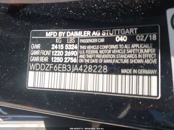 2018 MERCEDES-BENZ E 43 4MATIC AMG