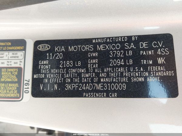 2021 KIA FORTE LXS