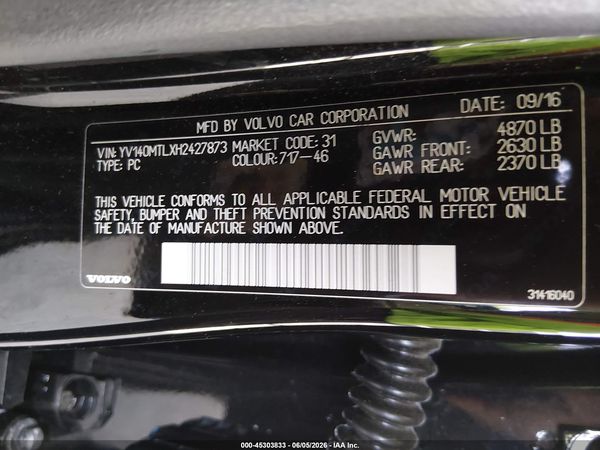 2017 VOLVO S60 T5 DYNAMIC