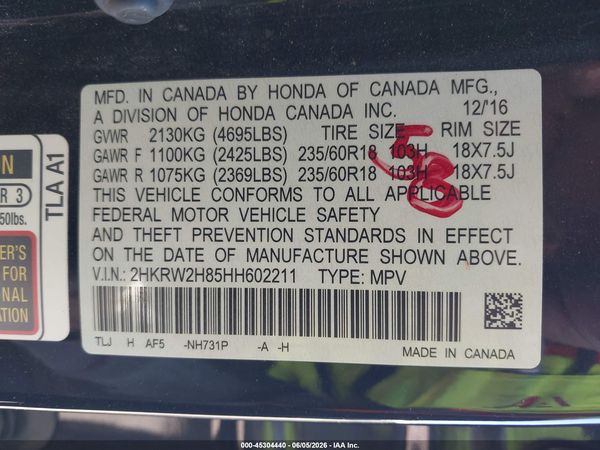2017 HONDA CR-V EX-L/EX-L NAVI