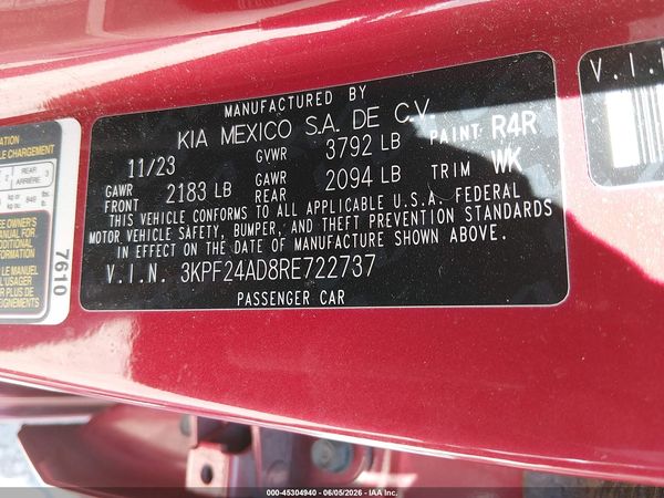 2024 KIA FORTE LXS