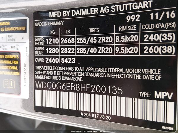 2017 MERCEDES-BENZ AMG GLC 43 4MATIC