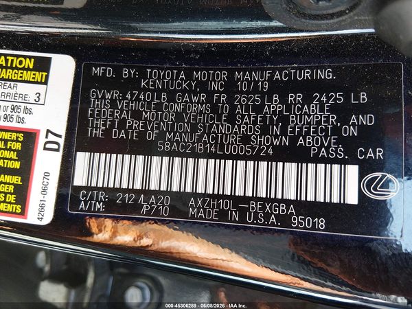 2020 LEXUS ES 300H 300h Base