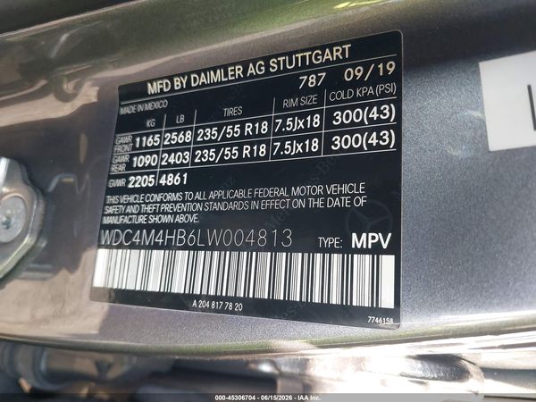 2020 MERCEDES-BENZ GLB 250 4MATIC