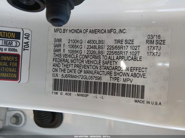 2016 HONDA CR-V EX-L