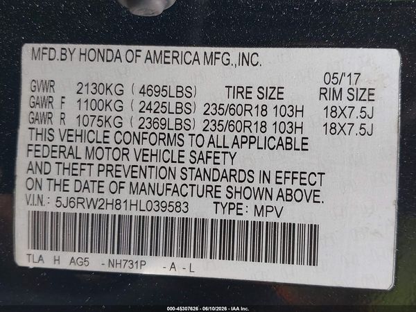 2017 HONDA CR-V EX-L/EX-L NAVI
